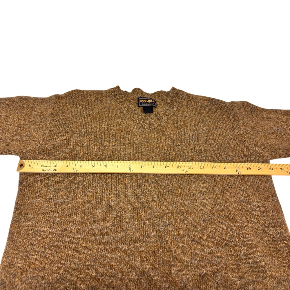 Vintage Woolrich Wool V-Neck Leaf Detail Khaki Sweater Women’s Size Medium - Picture 11 of 12
